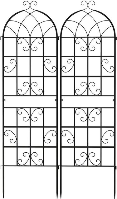 Costway Rankgitter aus verzinktem Metall im 2er Set, Schwarz, Höhe: 180 cm, Breite: 50 cm - Bild 1