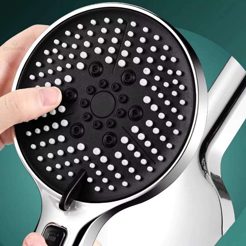 IOUHAPPY Handbrause Duschkopf mit 5 Strahlmodi in Chrom und Silber, Durchmesser: 26,0 cm - Bild 2
