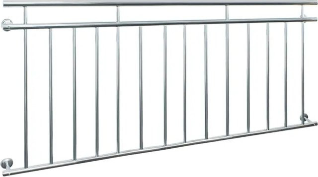 ECD Germany Französischer Balkon aus Edelstahl in Silber mit 14 Füllstäben, Breite: 184 cm, Höhe: 90 cm - Bild 1