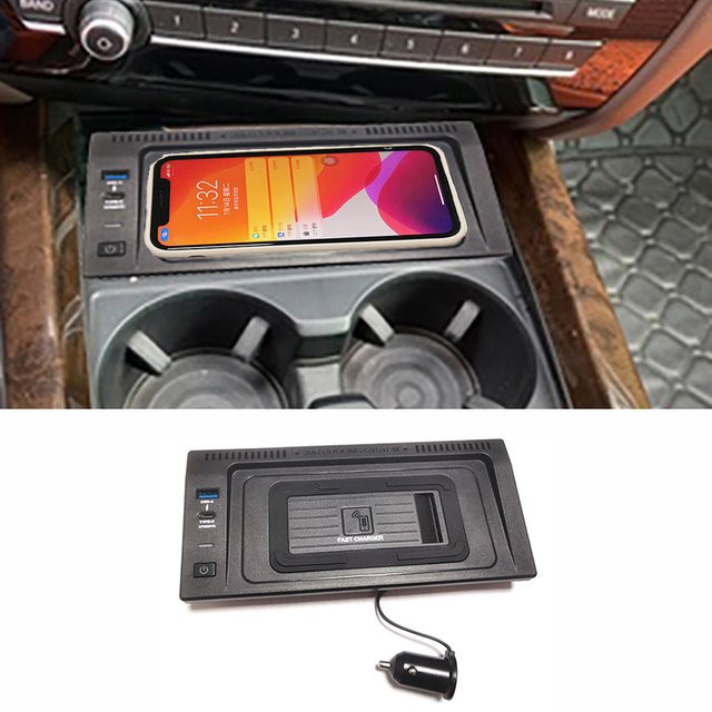 Carinway 15W Wireless Auto-Ladegerät für BMW X5 F15 und X6 F16, Handy-Ladepad in Schwarz - Bild 1