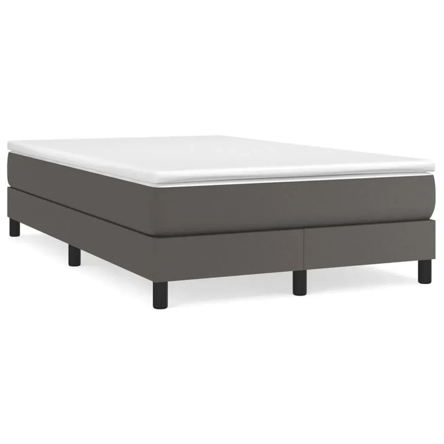 vidaXL Boxspringbett Hybrid mit Matratze, Grau, Kunstleder, B/T: 120 x 200 cm - Bild 2
