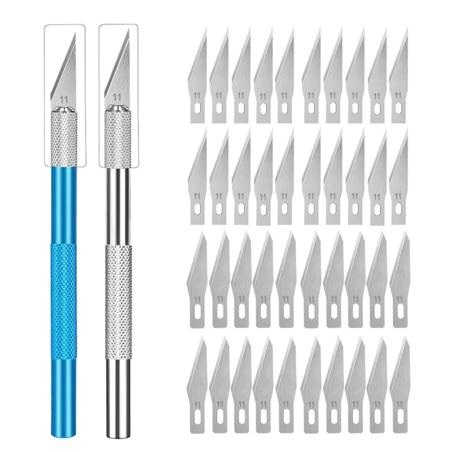 vvocci 11-teiliges Gravur-Metallmesser-Set mit 40 Klingen in Lila für Handy-PCB-Reparatur und Handwerk, Edelstahl - Bild 2