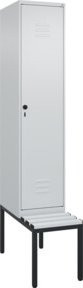C+P Spind Classic PLUS Garderobenschrank mit Sitzbank, 1 Abteil, Lichtgrau, B/T/H: 212,0 x 40,0 x 81,5 cm - Bild 1