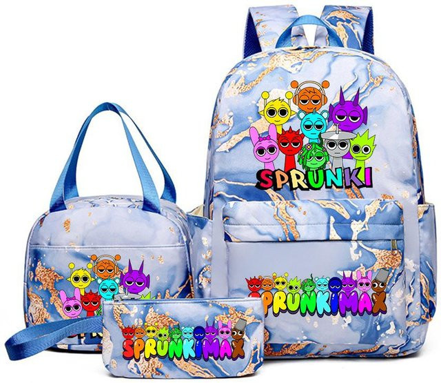 3-teiliges Schulrucksack-Set in Blau aus Oxford-Stoff mit Schultasche, Schultergurt und Federmäppchen - Bild 1