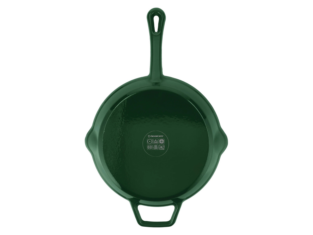 SILVERCREST Premium-Gusseisenpfanne als Grillpfanne, emailliert, Grün, Durchmesser: 28,0 cm - Bild 3