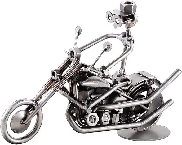 Schraubenmännchen Mann auf Motorrad von Hinz & Kunst in Silber aus Metall - Bild 1