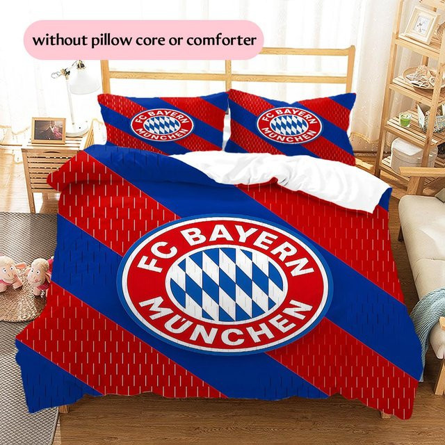 DayByDayLove FC Bayern München Bettwäsche Set mit Muster in Rot, bestehend aus 1 Bettbezug und 2 Kissenbezügen, B/H: 155 x 200 cm - Bild 1