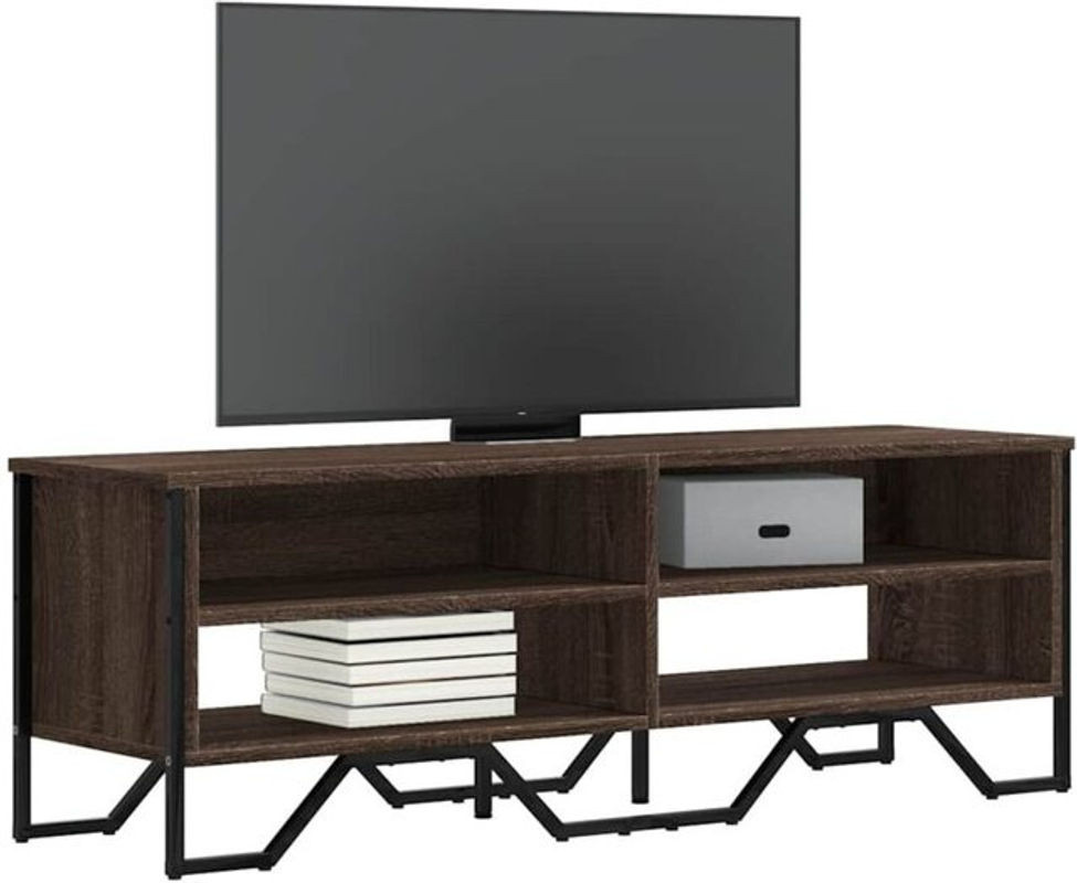 Vidaxl TV-Schrank in Braun Eichen-Optik im Industrial Design aus Holzwerkstoff und Metall, B/T/H: 122 x 34 x 41 cm - Bild 1