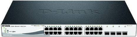D-Link DGS-1210-28P/E Web Smart Managed Switch mit 24 x 10/100/1000 PoE Ports und 4 x Gigabit SFP Ports in Schwarz und Silber - Bild 1
