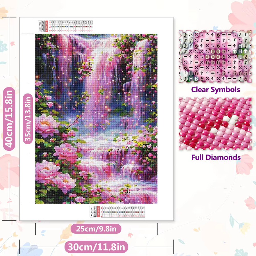 EverShine Diamant-Gemälde Wasserfall-Blume DIY-Mosaik Bastelset mit vollen Rundbohrern für eine handgefertigte Fantasie-Landschaft - Bild 2