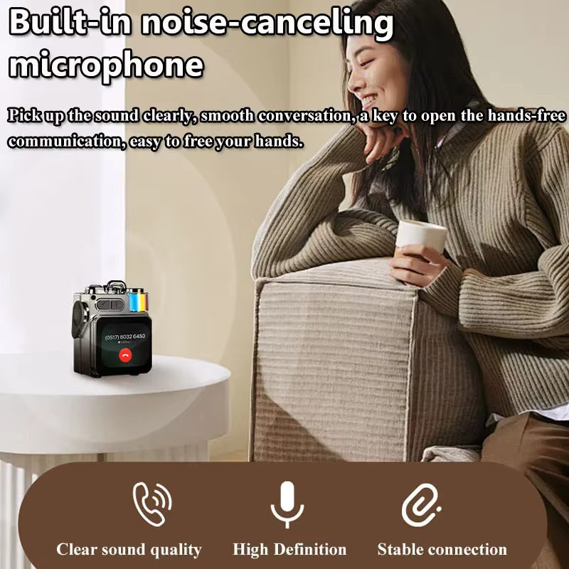 JINSERTA Bluetooth Lautsprecher mit Smart Touch Screen, tragbarer Mini Audio Player in Schwarz mit App-Steuerung und Freisprechfunktion - Bild 3