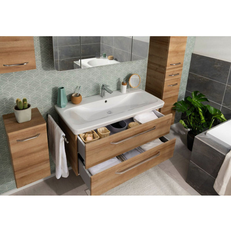 Fackelmann Waschtischunterschrank Milano in Eiche braun, B/H/T: 100 x 49,2 x 47,6 cm - Bild 3