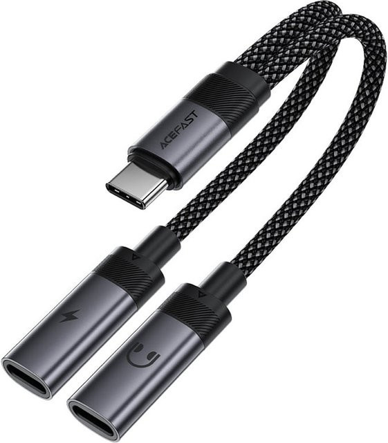 Acefast J14 Audio-Adapter USB-C auf 2 x USB-C, Schwarz - Bild 1