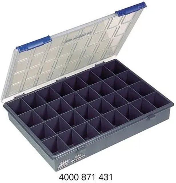 Raaco Sortimentskasten Assorter mit 32 Fächern, transparent Dunkelblau, B: 33,8 cm, T: 26,1 cm, H: 5,7 cm - Bild 2