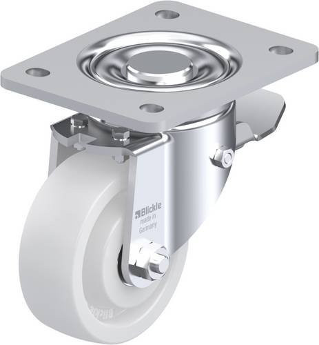 Blickle Lenkrolle LH-SPO 100K-3-ST mit Feststeller, Rad-Durchmesser: 100 mm, Tragfähigkeit: 500 kg, Farbe: Silber/Weiß - Bild 1
