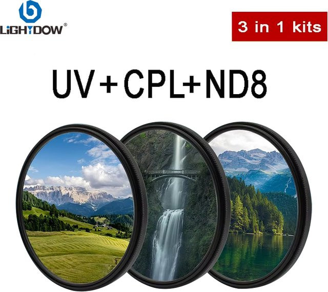 Lightdow Universal 3-in-1 Objektivfilter-Kit UV CPL ND8 in Schwarz für Canon, Nikon und Sony - Bild 1