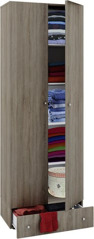 VCM Kleiderschrank Vandol S aus Holz in Braun mit 2 Drehtüren und integrierten Schubladen, B/T/H: 70 x 40 x 196 cm - Bild 2