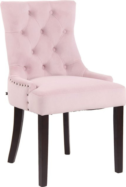 TPFLiving Esszimmerstuhl Aboli in Pink mit Samtbezug und Holzgestell - Bild 1