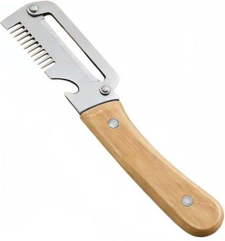 2-in-1 Edelstahl-Gemüseschäler mit Holzgriff in Beige und Silber - Bild 1