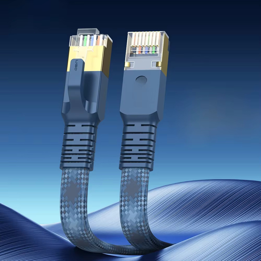 UGOURD CAT 8 Flaches Netzwerk-Internetkabel in Blau, RJ45 Ethernet LAN-Patchkabel mit 40 Gbit/s und 2000 MHz für Modem, Router und PC - Bild 1