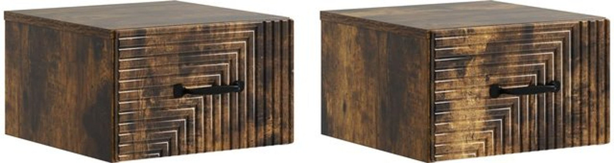 Set aus 2 wandmontierten Nachttischen von vidaXL in Geräuchert Eiche, Modernes Design aus Holzwerkstoff in Braun und Grau - Bild 1
