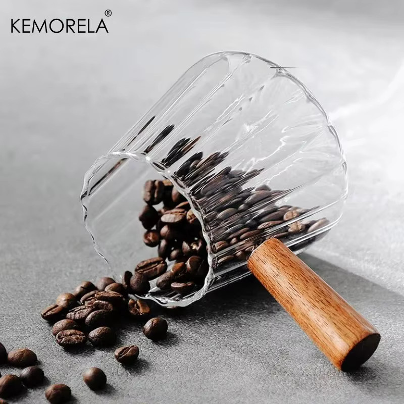 KEMORELA Glaskaffee Milchbecher mit Holzgriff, vertikaler Messbecher in transparent, 180 ml - Bild 4