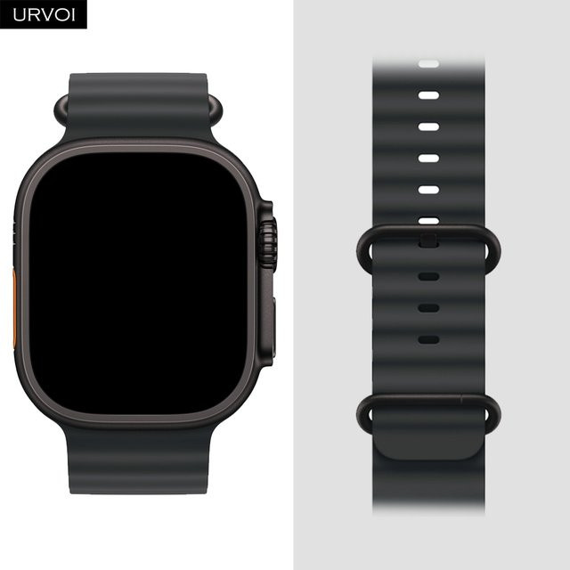URVOI Uhrenarmband Silikon, Schwarz, Unisex, 49 mm - Bild 1