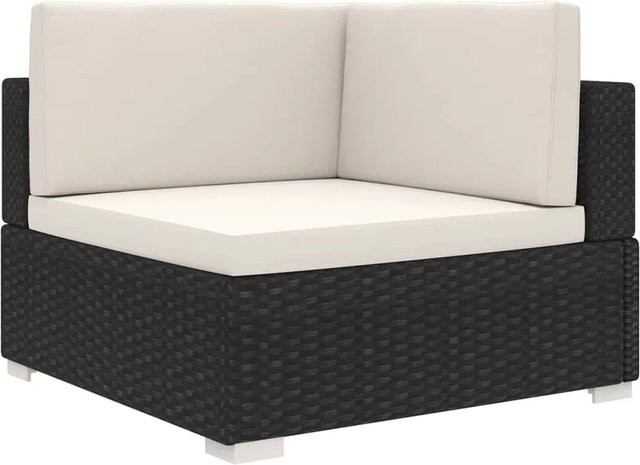 vidaXL Modular-Sofa-Eckteil aus Poly-Rattan mit Auflagen in Schwarz und Beige - Bild 1