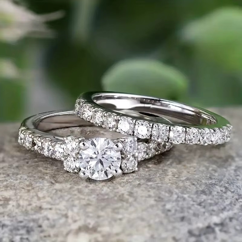 Huitan Schmuck-Set Ringe, Zirkonia, Silber Farbe/Gold Farbe, Damen - Bild 2