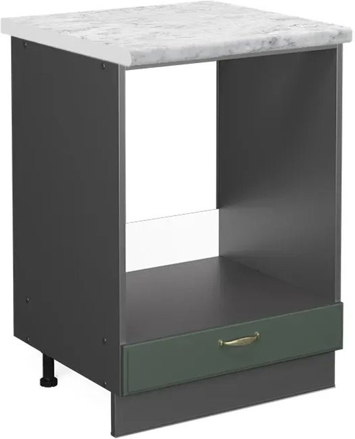Vicco Herdbauschrank Fame-Line Landhaus Stil in Grün-Gold und Anthrazit mit Marmor-Optik, Breite: 60 cm, Höhe: 82 cm, Tiefe: 60 cm - Bild 1
