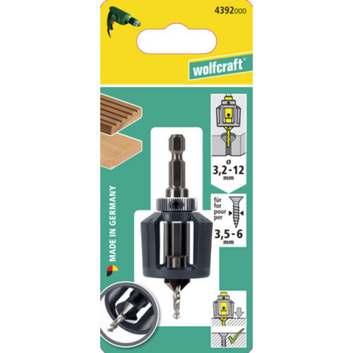 Wolfcraft Schraubendreher-Bit Vorbohrer mit 1/4 Zoll Sechskant und 6,35 mm Schaftdurchmesser in Anthrazit - Bild 2