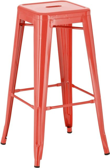 DELUKE Barhocker DOLAN aus Metall in Rot, stapelbarer Barstuhl für Erwachsene, B/T/H: 43 x 43 x 76 cm - Bild 1