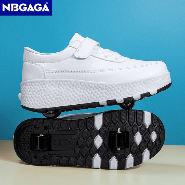 NBGAGA Kinder-Rollschuhe mit Doppelrädern, abnehmbare weiße Sneaker - Bild 1
