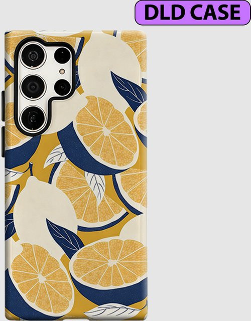 Stoßfeste Doppelschicht-Handyhülle mit Zitronenscheiben-Design für Samsung Galaxy S26 S25 S24 S23 Ultra Plus in Gelb und Marineblau - Bild 1