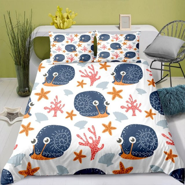 Bettwäsche-Set mit buntem Schnecken-Motiv von Binchi Outdoor Product aus Polyester für Kinder, B/H: 140 x 210 cm - Bild 1