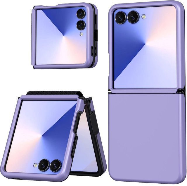 Stoßfeste 2 in 1 Handyhülle mit Scharnierverbindung für Samsung Galaxy Z Flip 7 6 5 aus hartem PC und weichem TPU in Schwarz oder Lila - Bild 1