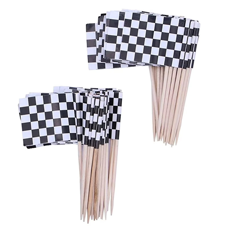 JETTING Zahnstocher mit Rennflagge aus Holz, 100 Stück, Mehrfarbig, Partyzubehör für Vorspeisen - Bild 4