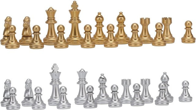 Schachfiguren, 32 Stück, Gold und Silber, Kunststoff - Bild 1