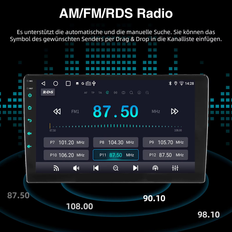 MOPECT Doppel-DIN Autoradio für Mercedes Benz mit 4+64G Speicher, kabelloses CarPlay, Android Auto, GPS, WLAN, DAB+ und Rückfahrkamera, Schwarz - Bild 5