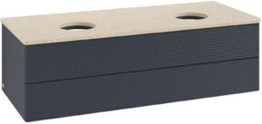 V&B Waschtischunterschrank Antao mit Frontstruktur in Mattblau, B/T/H: 120 x 36 x 50 cm - Bild 1