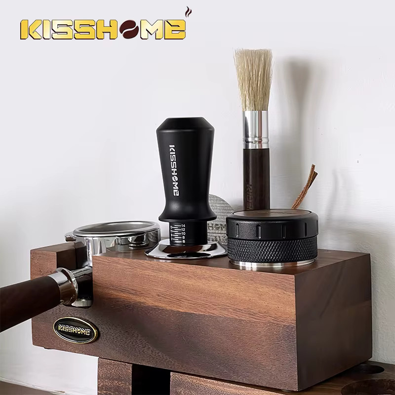 Kaffee Stampfstation aus Holz in Braun für Delonghi und Barista Maker, passend für Espresso Siebträger mit 51mm, 54mm oder 58mm - Bild 2