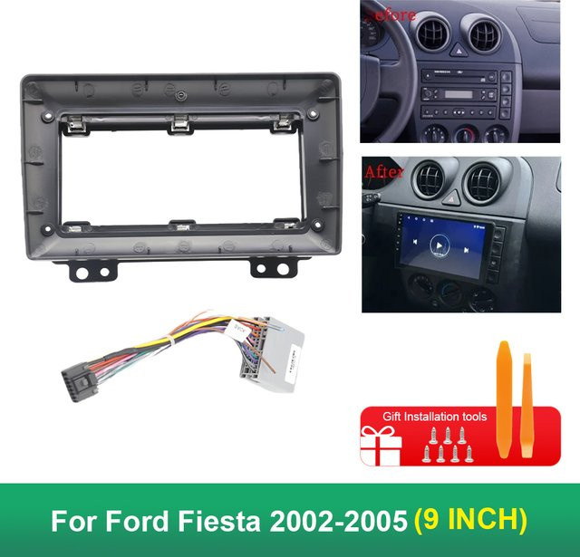 9-Zoll Android Radio Faszienadapter Audio Panel Kit für Ford Fiesta 2002–2005, Schwarz - Bild 1