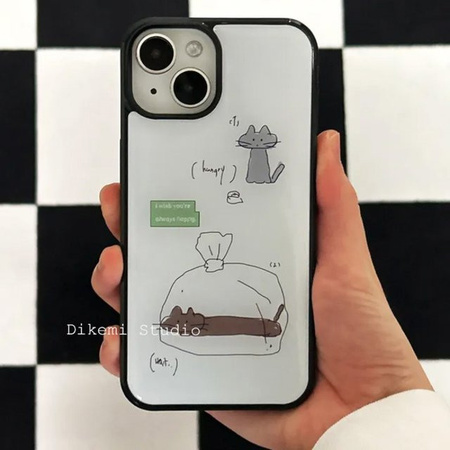 Stoßfeste Handyhülle von DecoPhone mit Katzen-Illustrationen für iPhone 17, 16, 15, 14 Pro Max in Grau, Braun und Schwarz