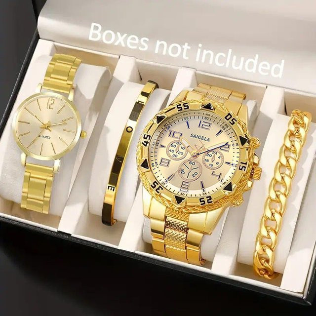 yolako Armbanduhr Set, Quarz, Edelstahl, Gold, Unisex - Bild 1