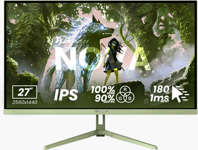 Arozzi Nova Gaming-Monitor, 27 Zoll, QHD, IPS, 180 Hz, Grün - Bild 1