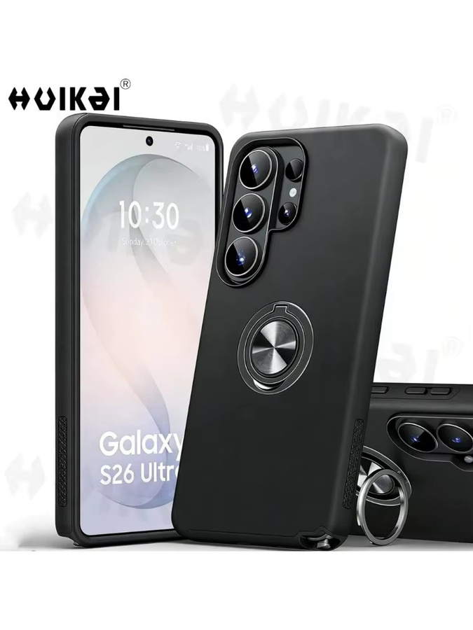 Stoßfeste zweilagige Metallring-Schutzhülle für Samsung Galaxy S26 Ultra, S26 Plus und S26 in Schwarz - Bild 7