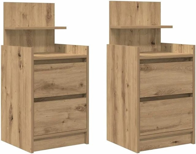 vidaXL Nachttische Set mit 2 Schubladen in Artisan-Eiche, 2 Stück, B/T/H: 38 x 34 x 80 cm - Bild 1