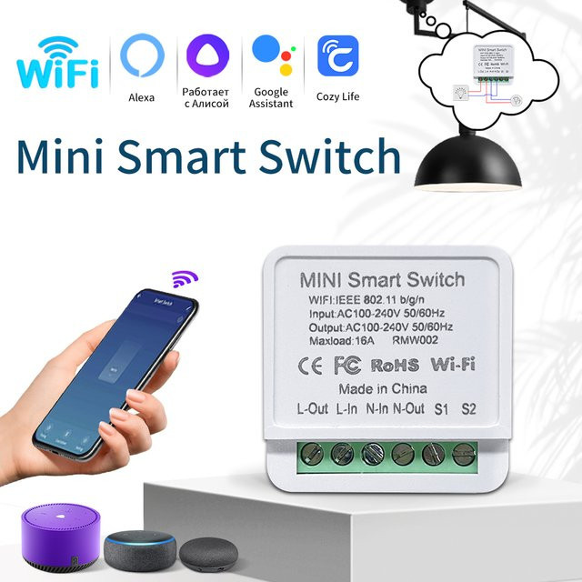 GGBEE WiFi Smart Switch Modul in Weiß mit Cozylife App, 2-Wege-Timer und Sprachsteuerung für Amazon Alexa und Google Assistant - Bild 1