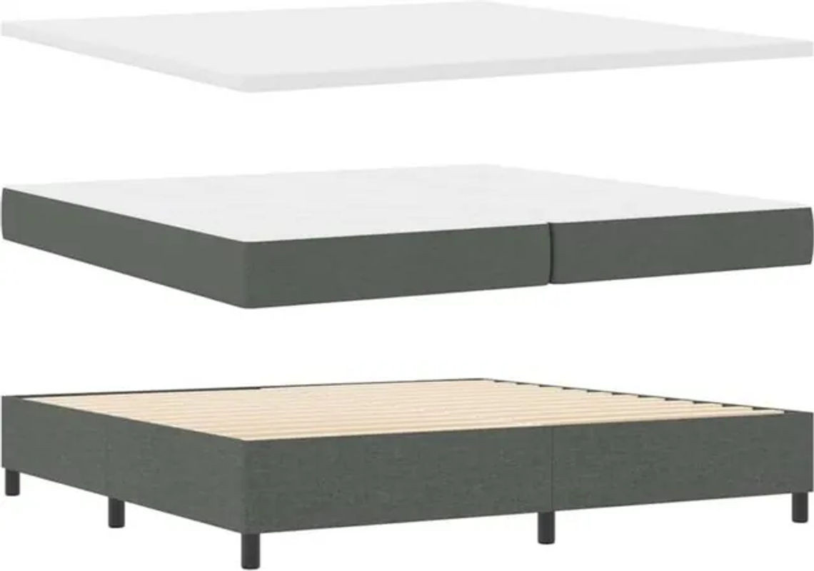 vidaXL Boxspringbett mit Matratze in Anthrazit und Grau aus Stoff, B/T/H: 200 x 200 x 128 cm - Bild 1