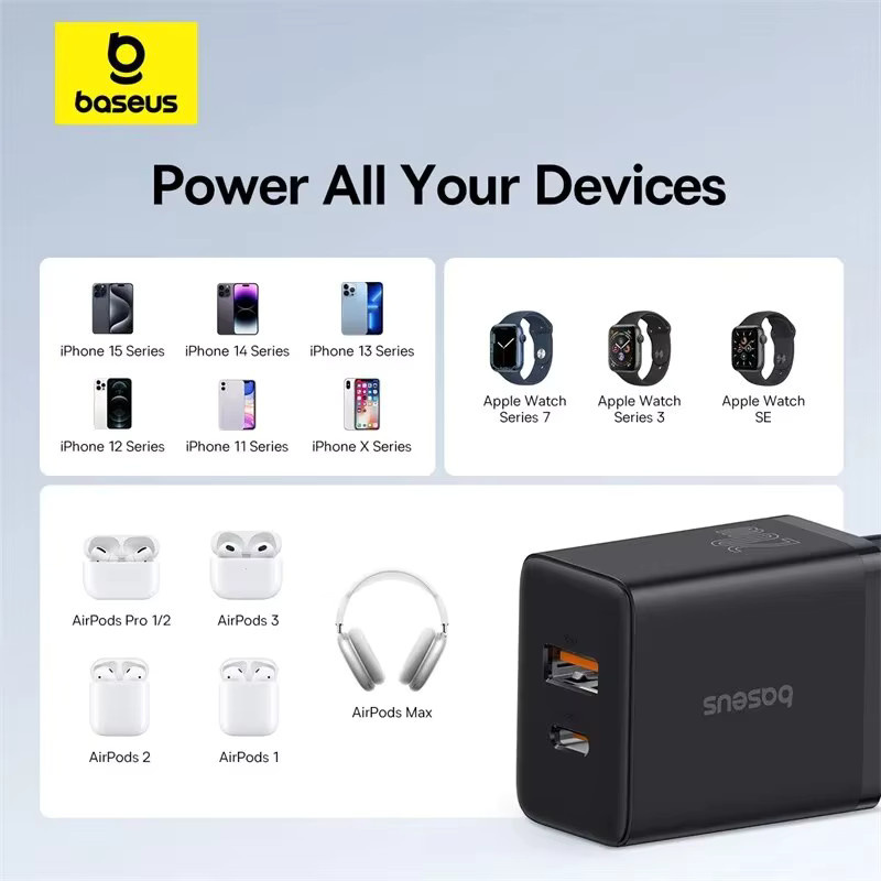 Baseus 20 W PD Schnellladegerät mit USB-C Anschluss in Schwarz für iPhone und Xiaomi Smartphones - Bild 5
